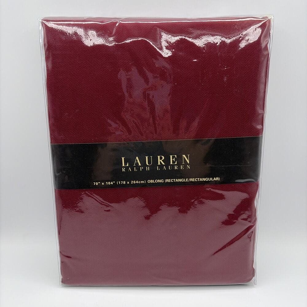 Lauren Ralph Lauren Home 70 x 104โ Oblong Tablecloth Red Texture Tuxedo New Wine